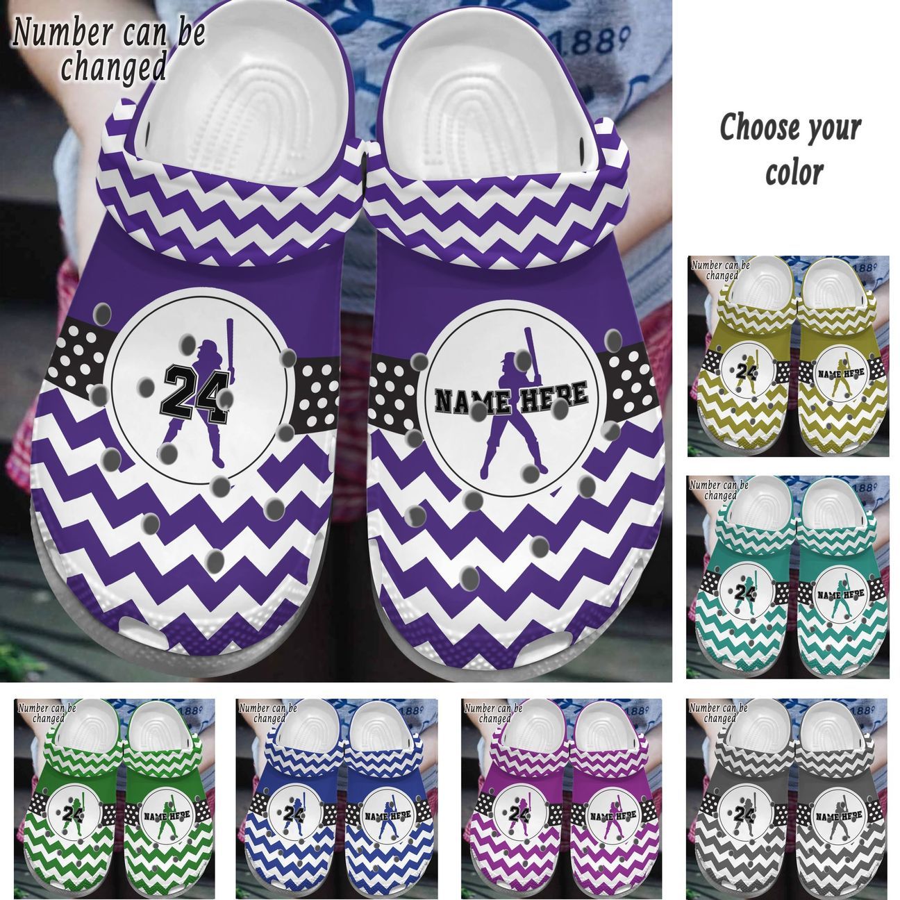 Softball Personalize Clog, Custom Name, Text, Fashion Style For Women, Men, Kid, Print 3D Personalized Colorful Softball Girl