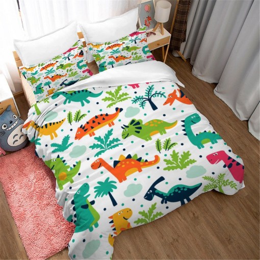 Cartoon Little Dinosaur 1 Duvet Cover Pillowcase Home Decor 3D Bedding Set