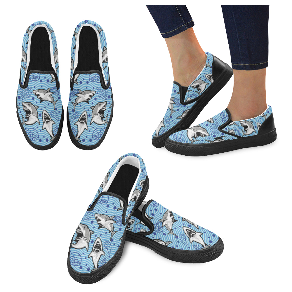 Shark Black Women’s Slip-on Canvas Shoes