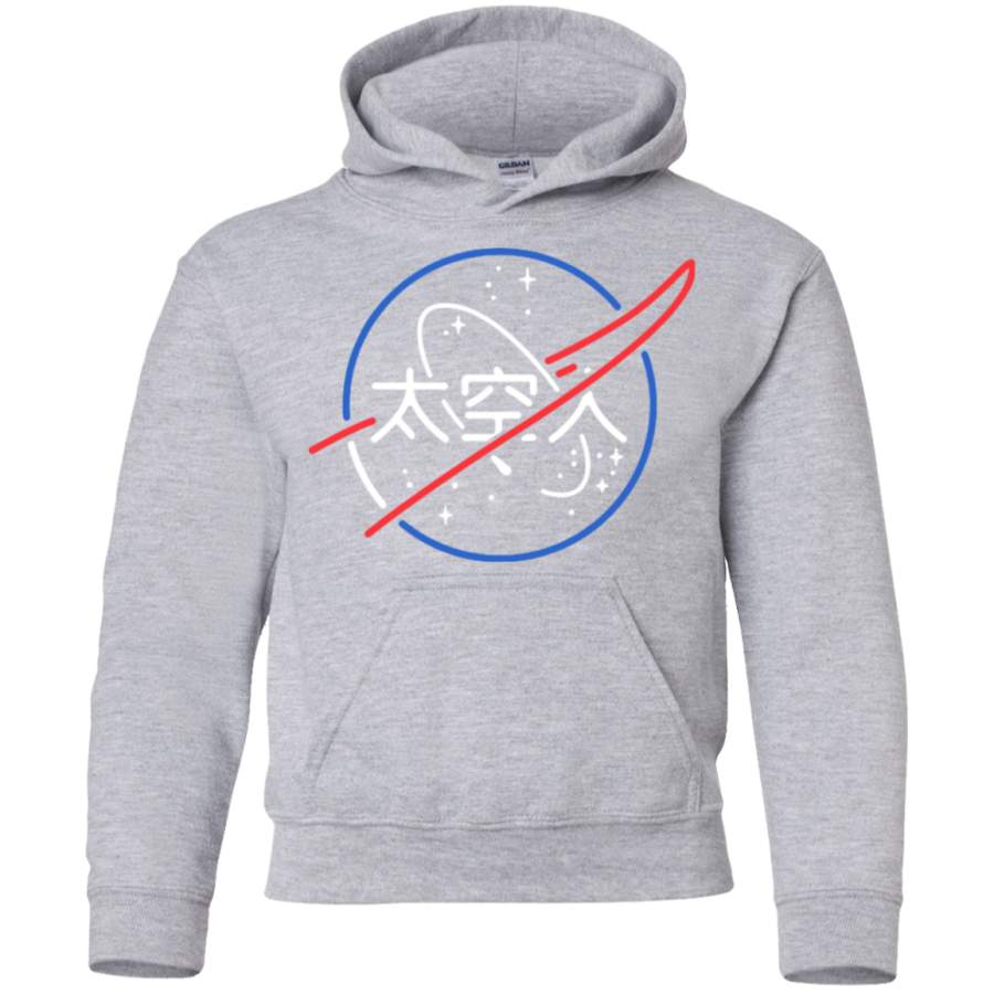 AGR NASA Aesthetic Japanese Neon Logo Youth Pullover Hoodie