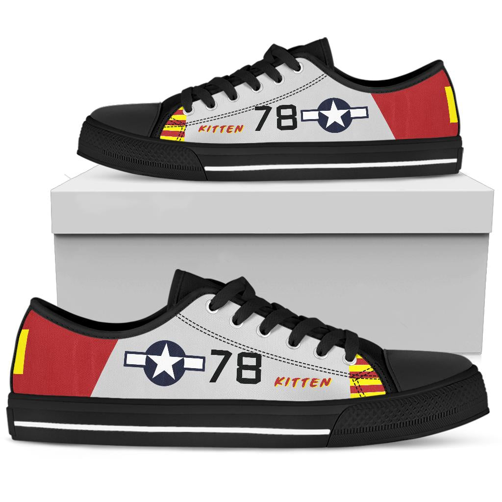 P-51B “Kitten” Of Brig. Gen. Charles Mcgee Men’S Low Top Canvas Shoes