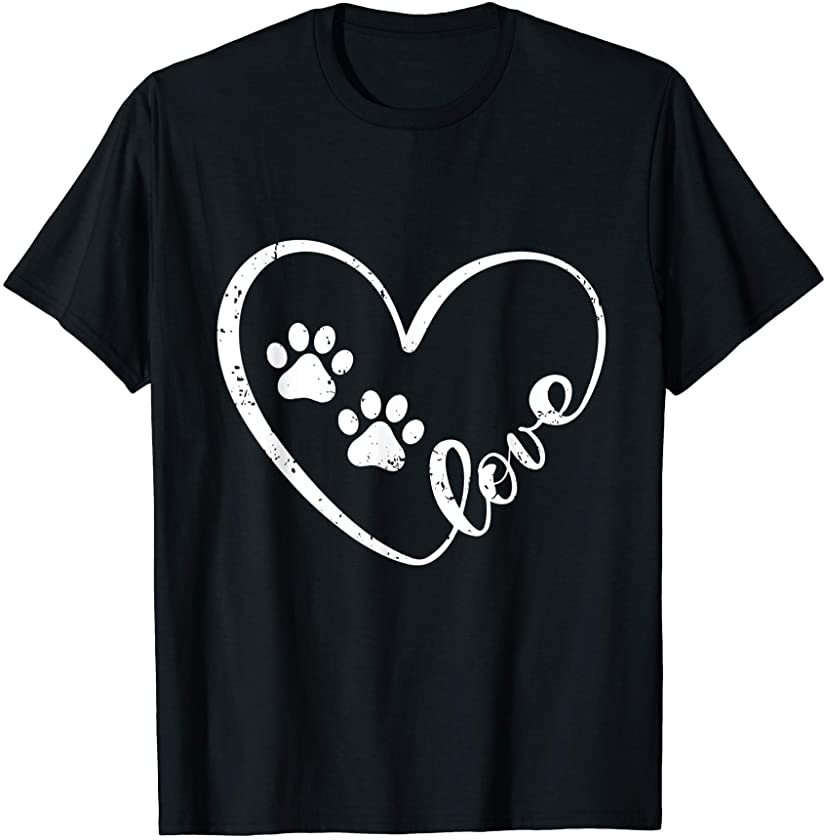 Love Pet Puppy Dog Paw Heart Valentine’s Day Dog Lover Gifts T-Shirt