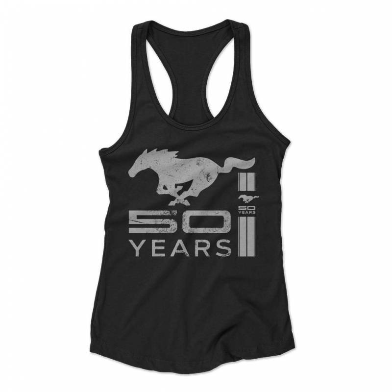 Ford Mustang 50 Years Silver Logo Woman’s Racerback Tank Top T-Shirt