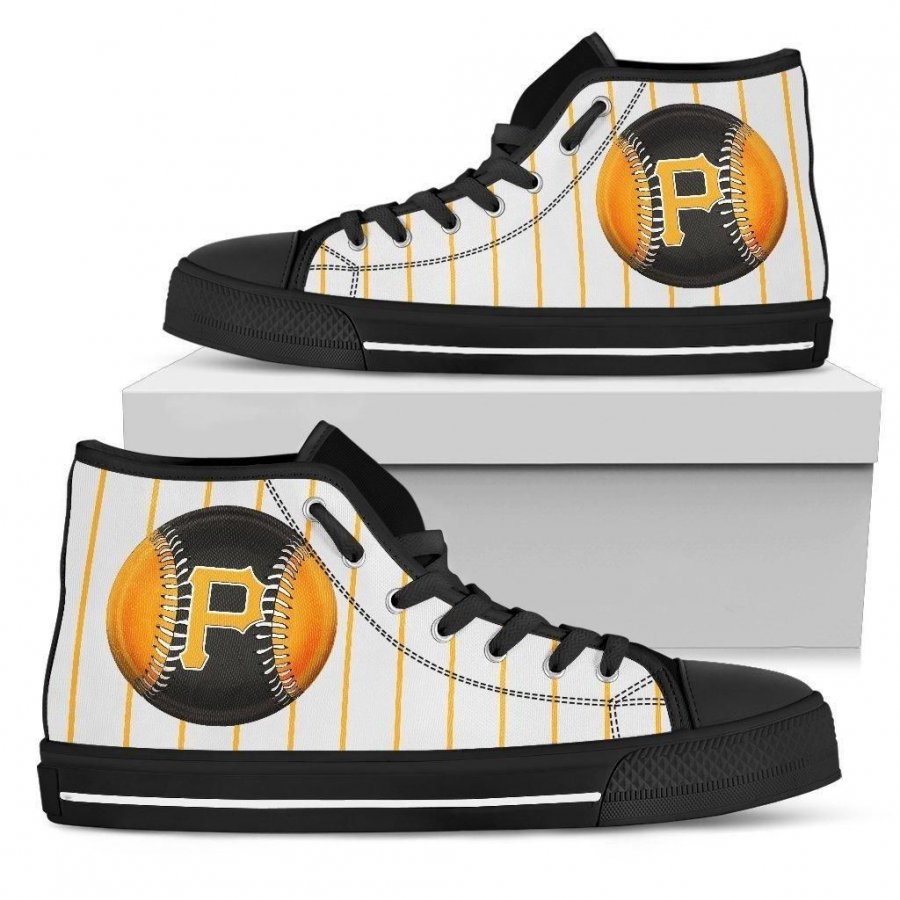 Straight Line With Deep Circle Pittsburgh Pirates High Top Shoes #290