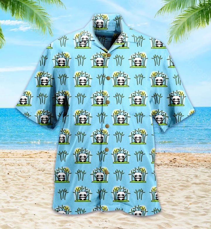 Panda Green Bamboo Patterns 3D Hawaiian Shirt