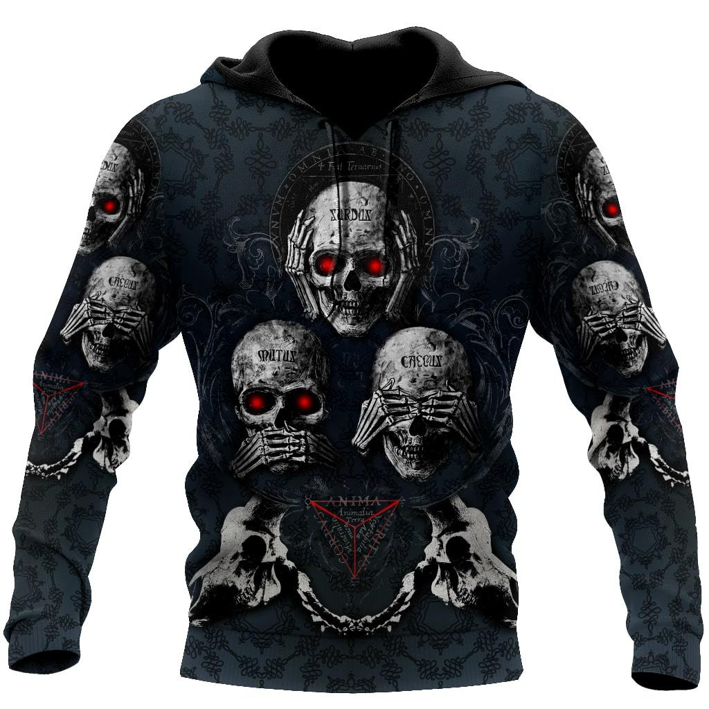 Skull Hoodie Hear No Evil, See No Evil, Speak No Evil Skulls Hoodie For Men And Women