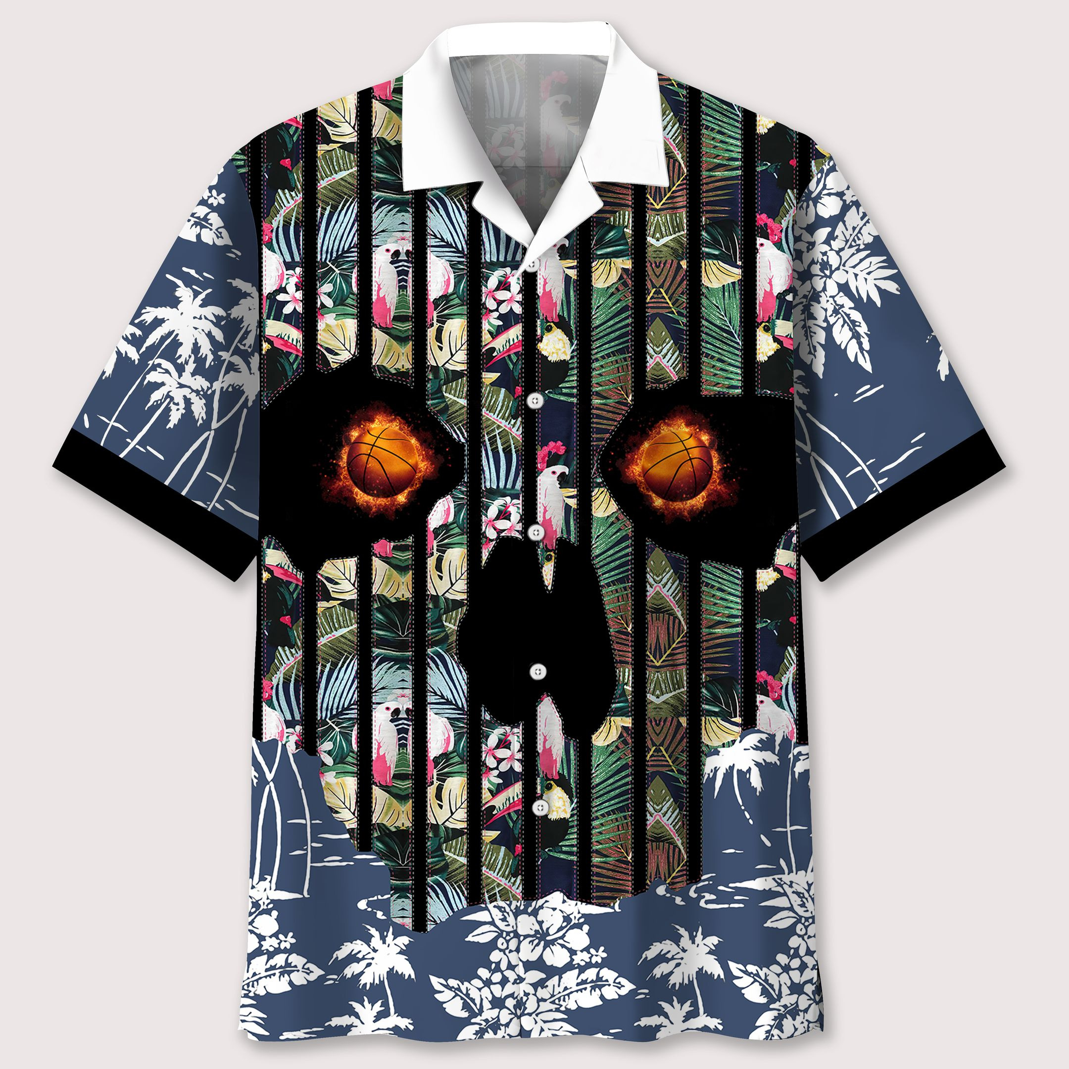 Basketball Flower Skull Hawaiian Shirt Ha78608