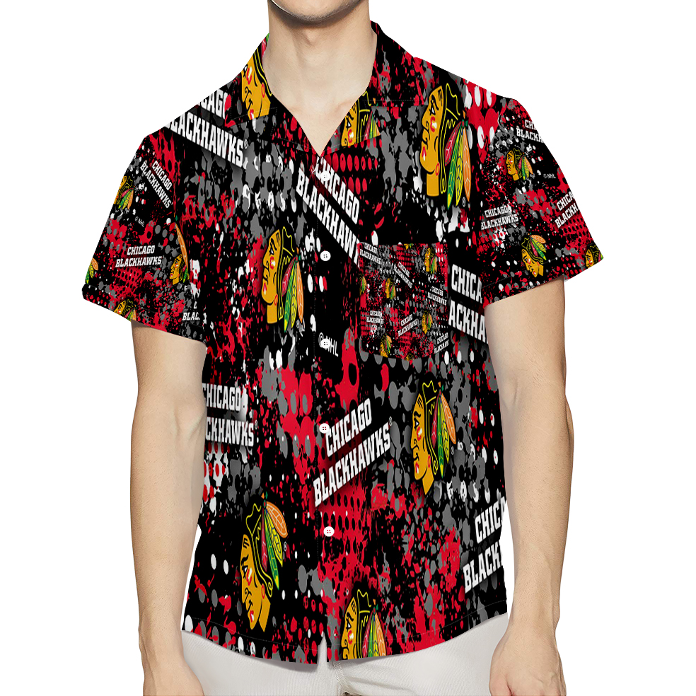 Chicago Blackhawks Symbol5 3D All Over Print Summer Beach Hawaiian Shirt With Pocket