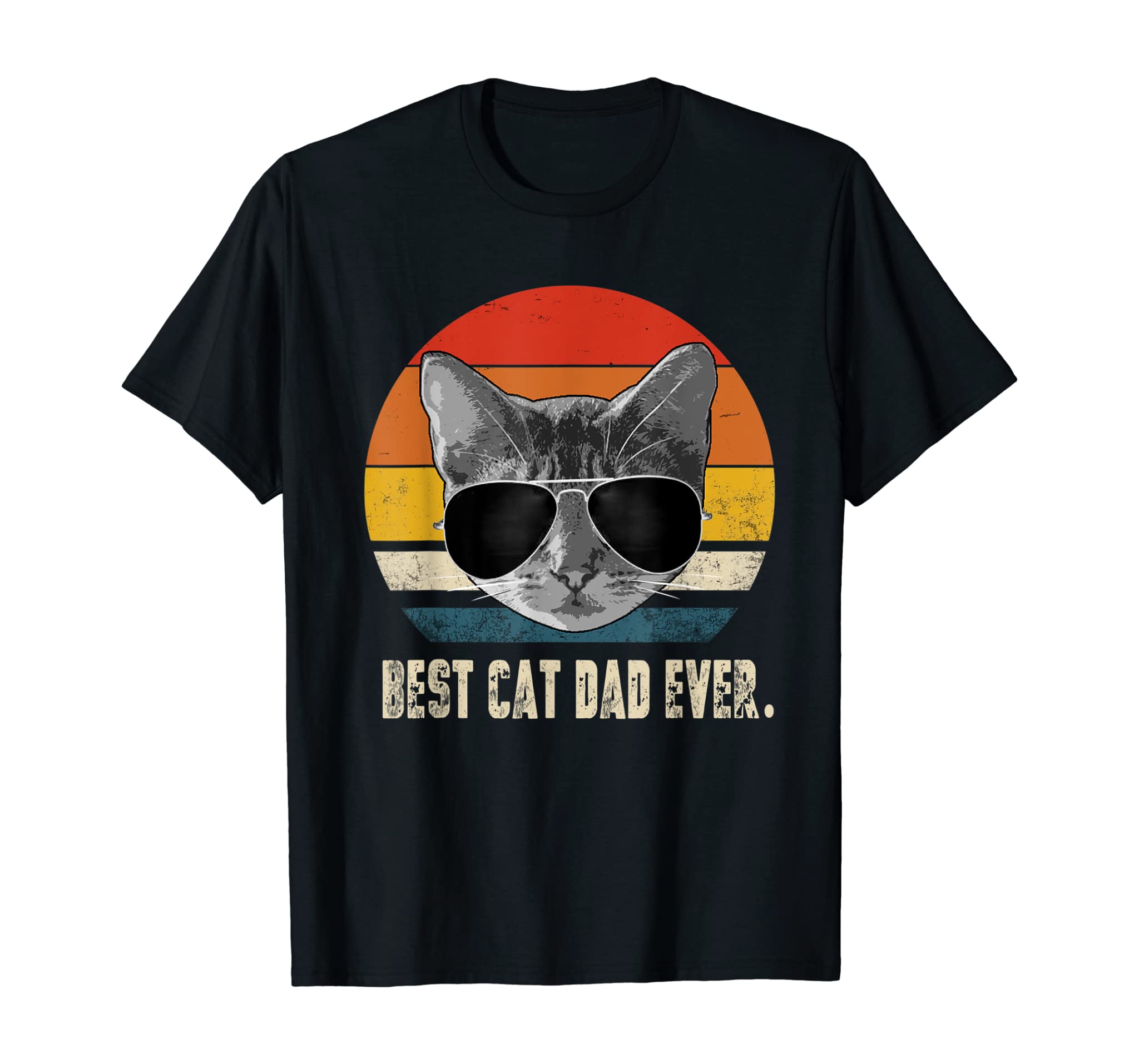 Best Cat Dad Ever Shirt Vintage Retro Cat Father Gift T-Shirt