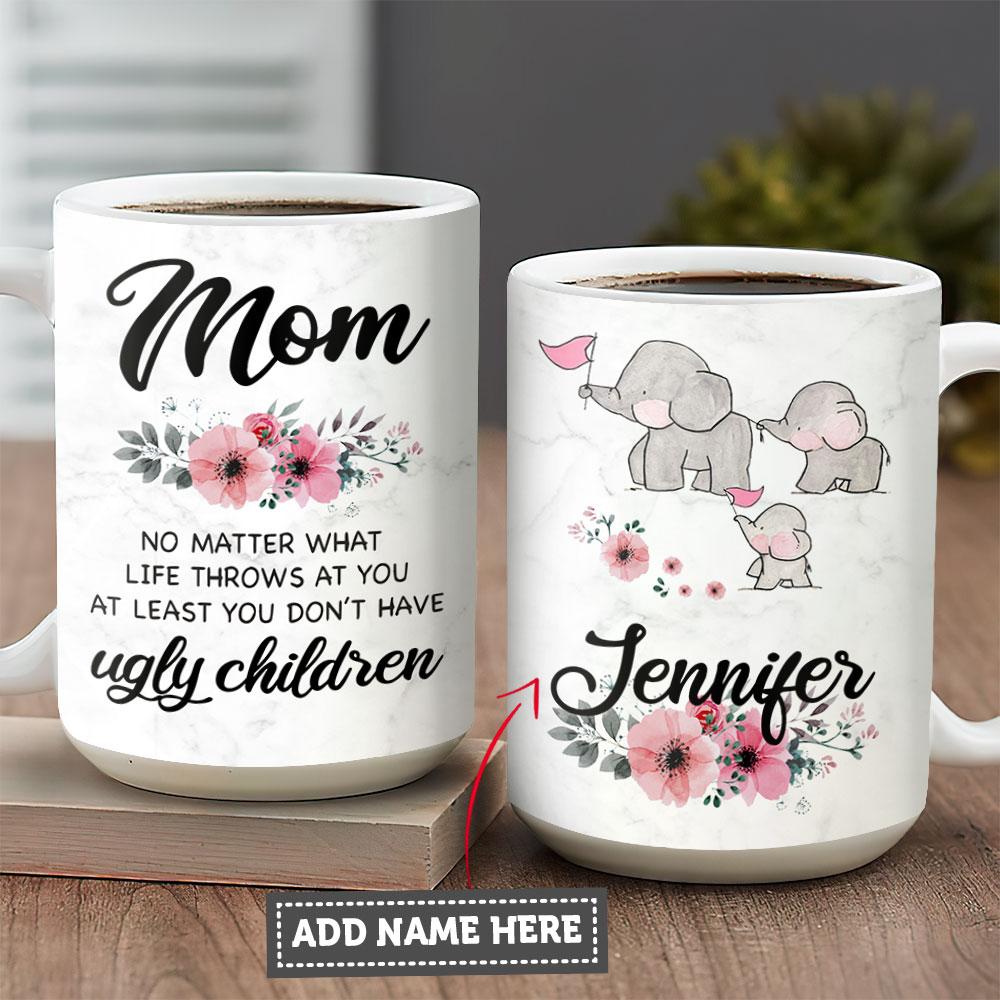 My Mom And Baby Elephant Personalized Kd2 Malz1504003Z Full Color Ceramic Mug