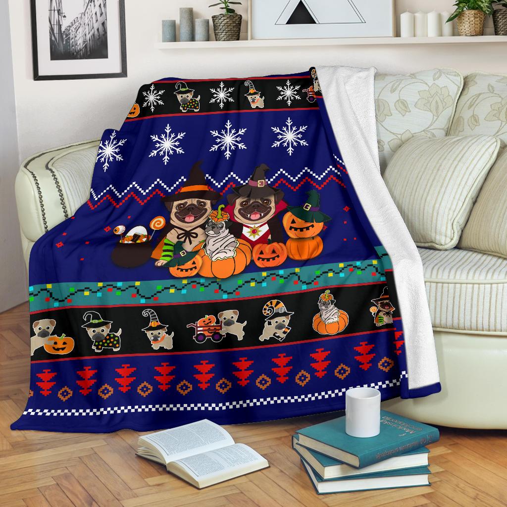 Halloween Pug Dog Christmas Blanket Amazing Gift Idea