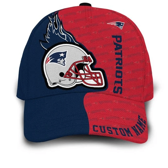 New England Patriots Logo Fire Helmet Custom Name 3D All Over Print Cap