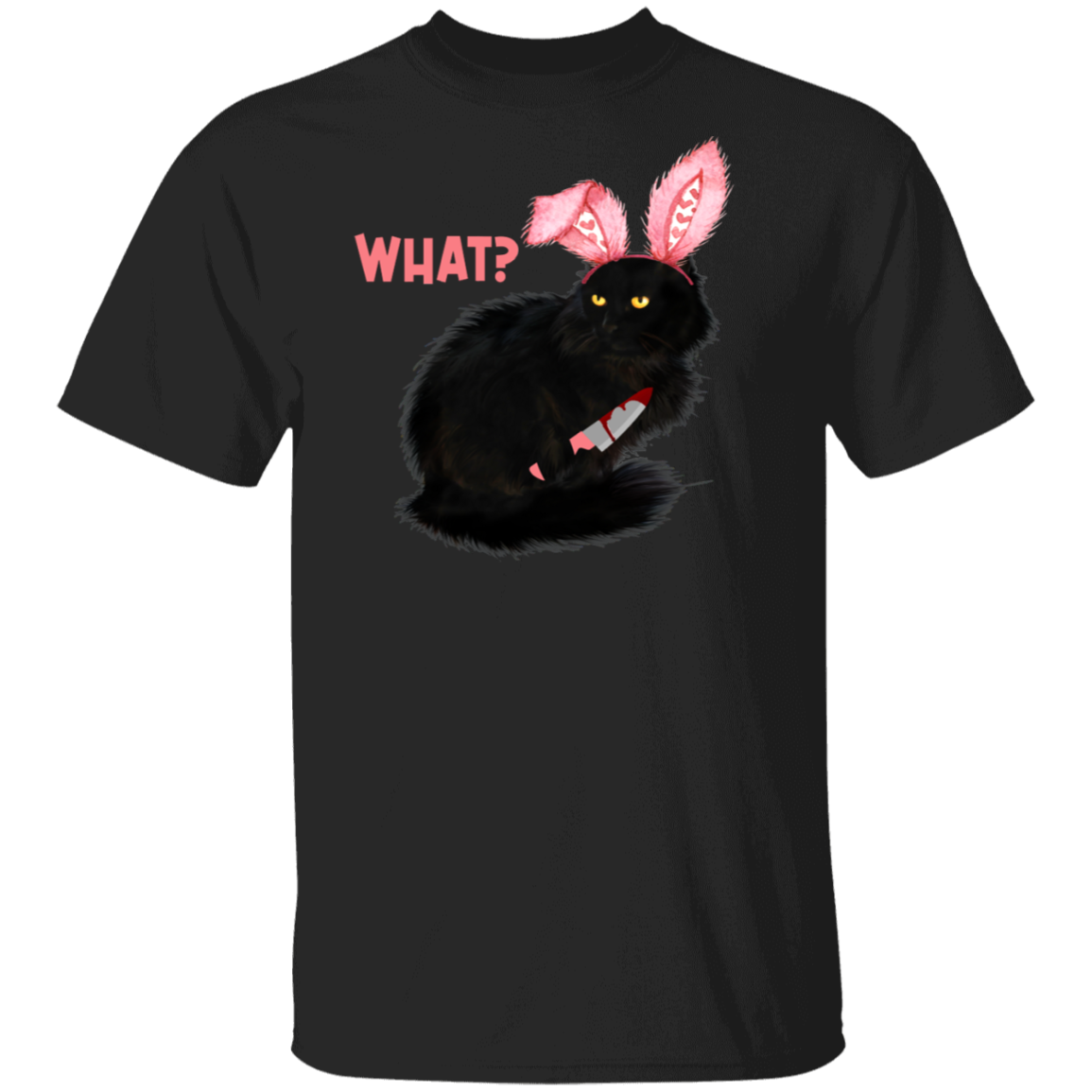 Easter Bunny Cat Shirt What Funny Easter Day Bunny Black Murderous Cat With Knife Cat Lover Gifts T-Shirt