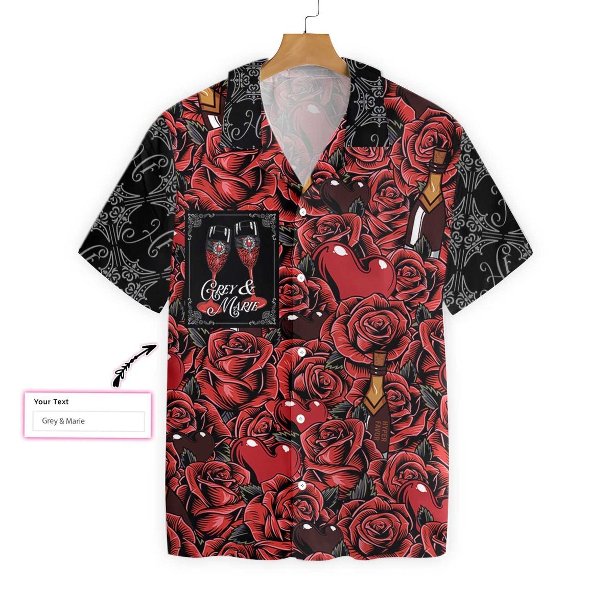 Color Of Love Red Flower Sticker Custom Name Hawaii Shirt For Men Women Adult Ha66949