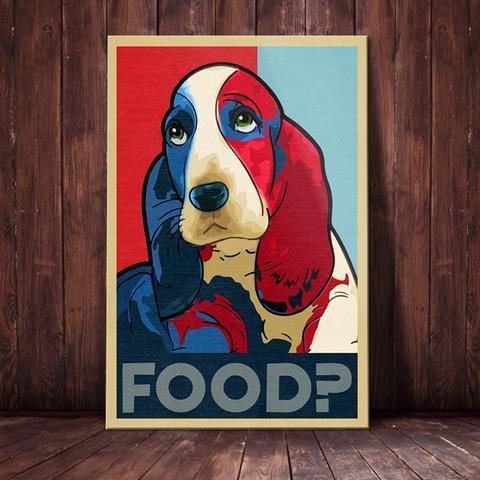 Basset Hound Dog Vintage Poster Print, Canvas Wall Art, Canvas Poster Wall Decor