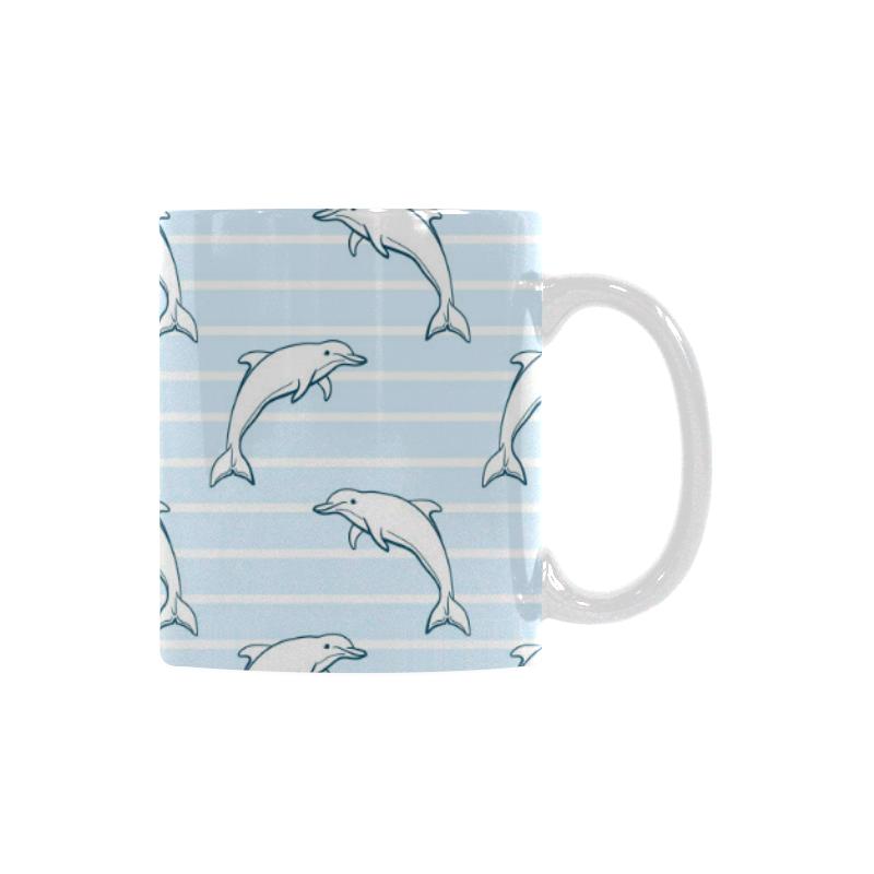 Dolphin blue striped background Classical White Mug (Fulfilled In US)