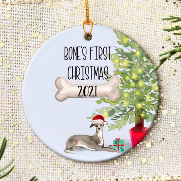 Personalized Greyhound Puppy’S First Christmas Ornament, Greyhound Ornament