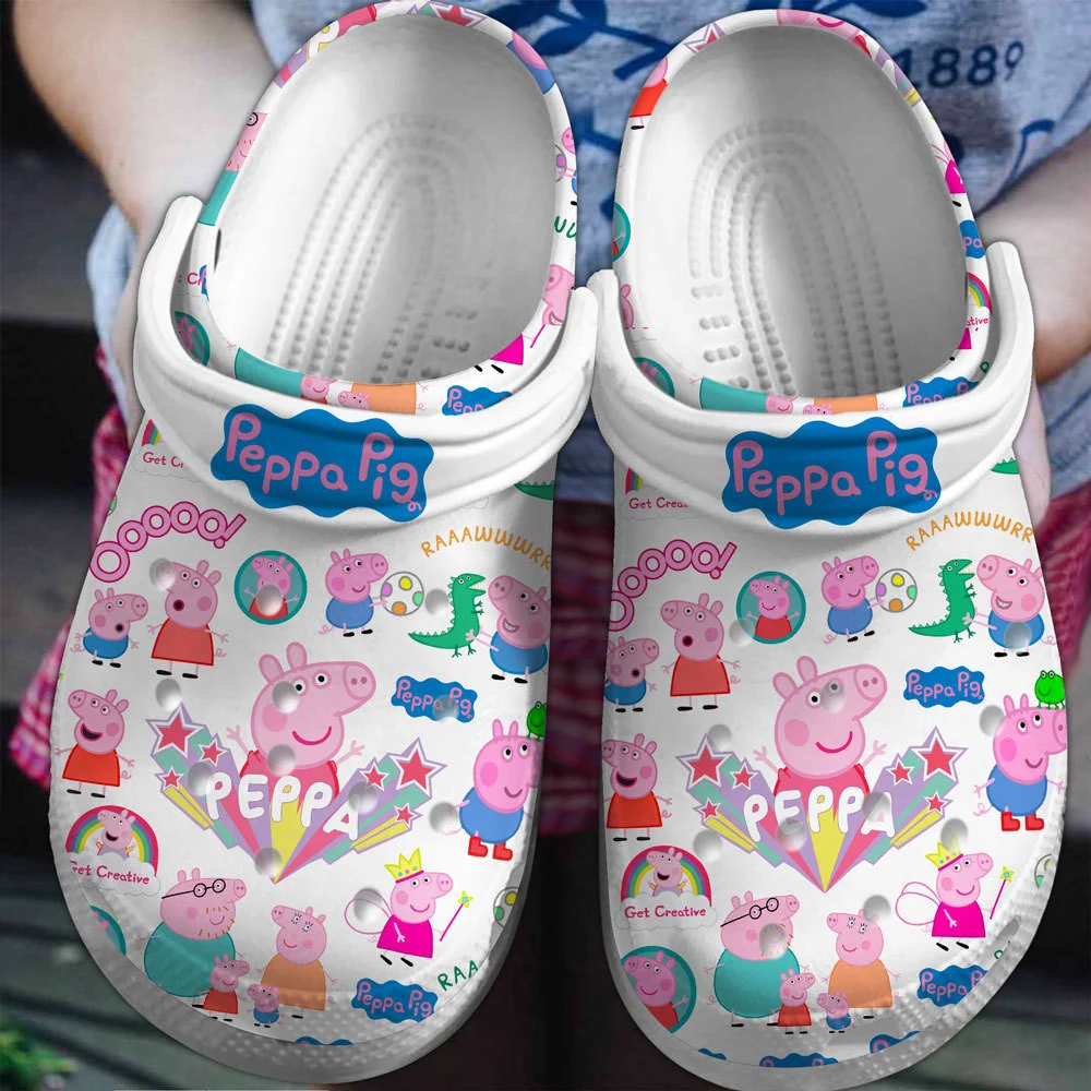 Peppa Pig Cartoon Crocs Crocband Clogs Shoes Comfortable For Men Women and Kids 2