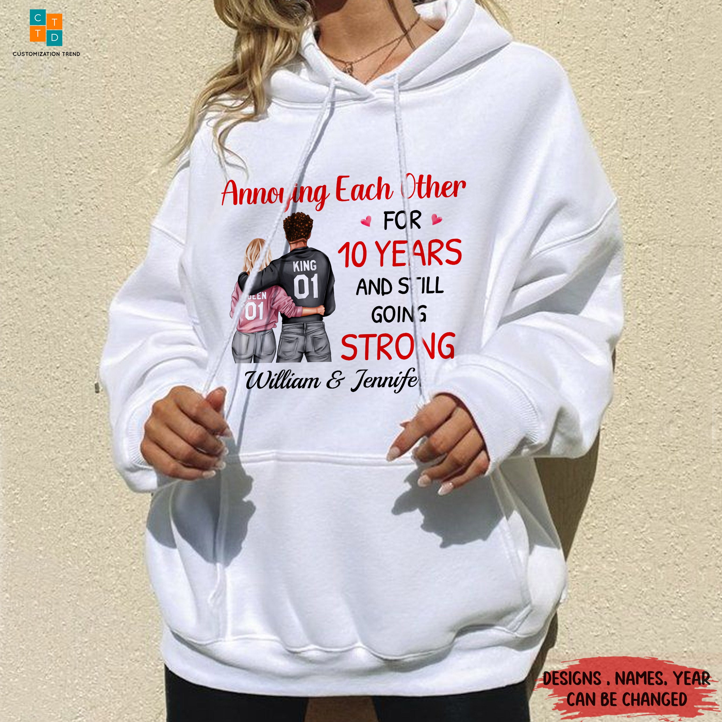 Personalized Annoying Each Other For Years King Queen Hoodie, Custom Husband And Wife Hoodie