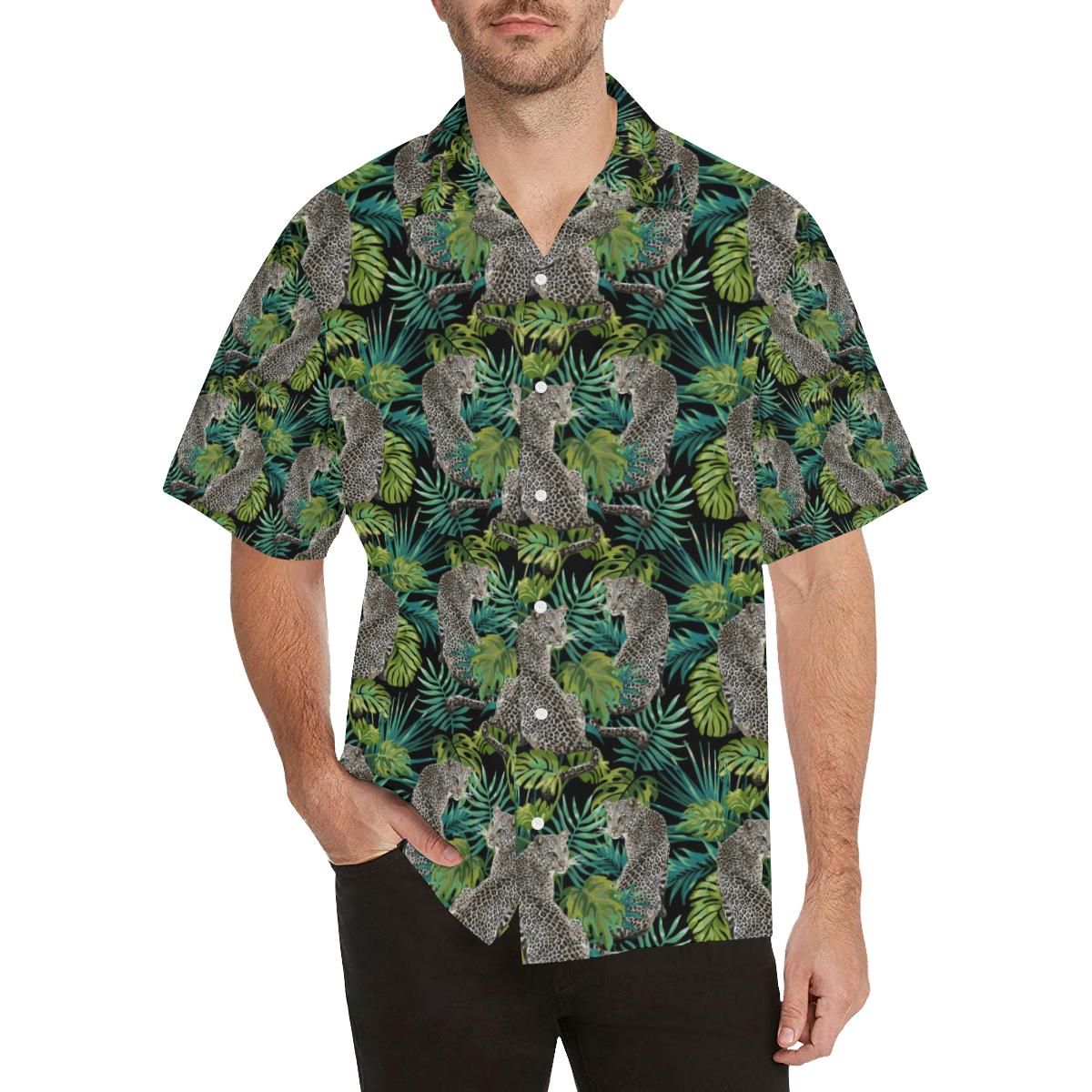 Leopard Leaves Pattern All Over Print Hawaii Shirt Ha72313