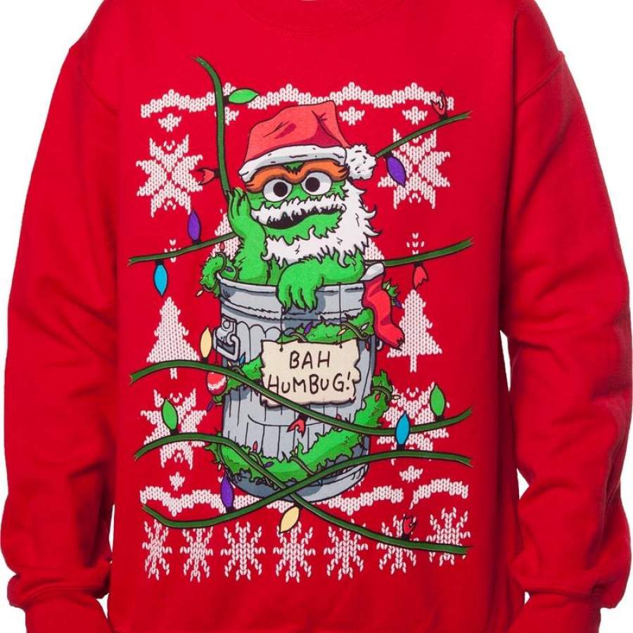 Sesame Street Oscar The Grouch Ugly Christmas Sweatshirt