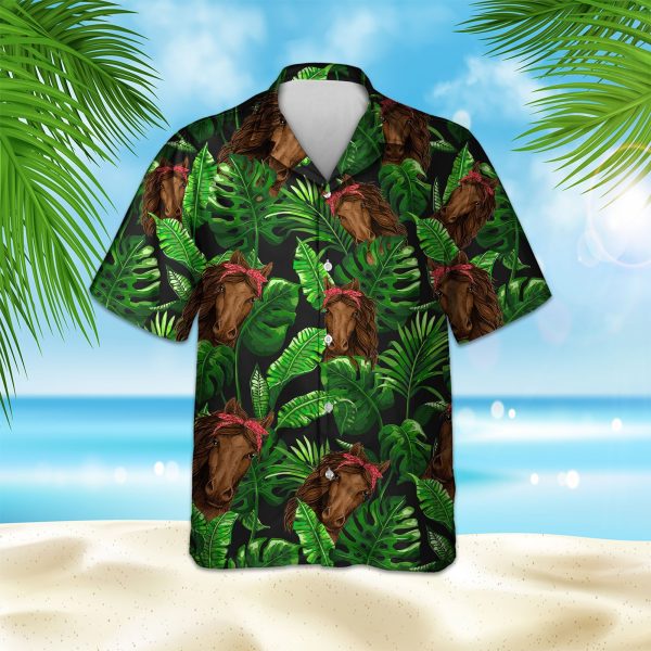 Horse Tropical Palm Leaf Hawaii Shirt Ha107453