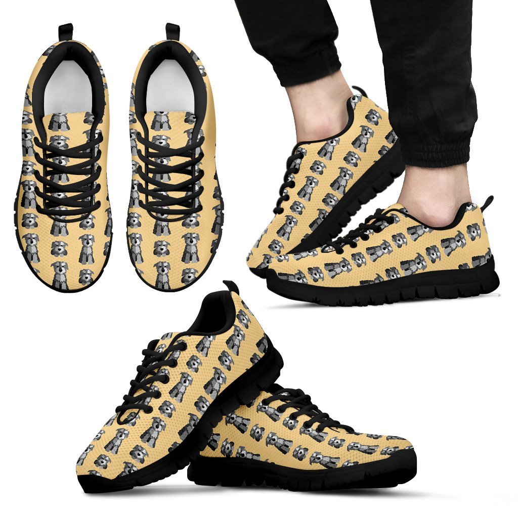 Schnauzer Dog Puppy Pattern Print Black Sneaker Shoes For Men Women