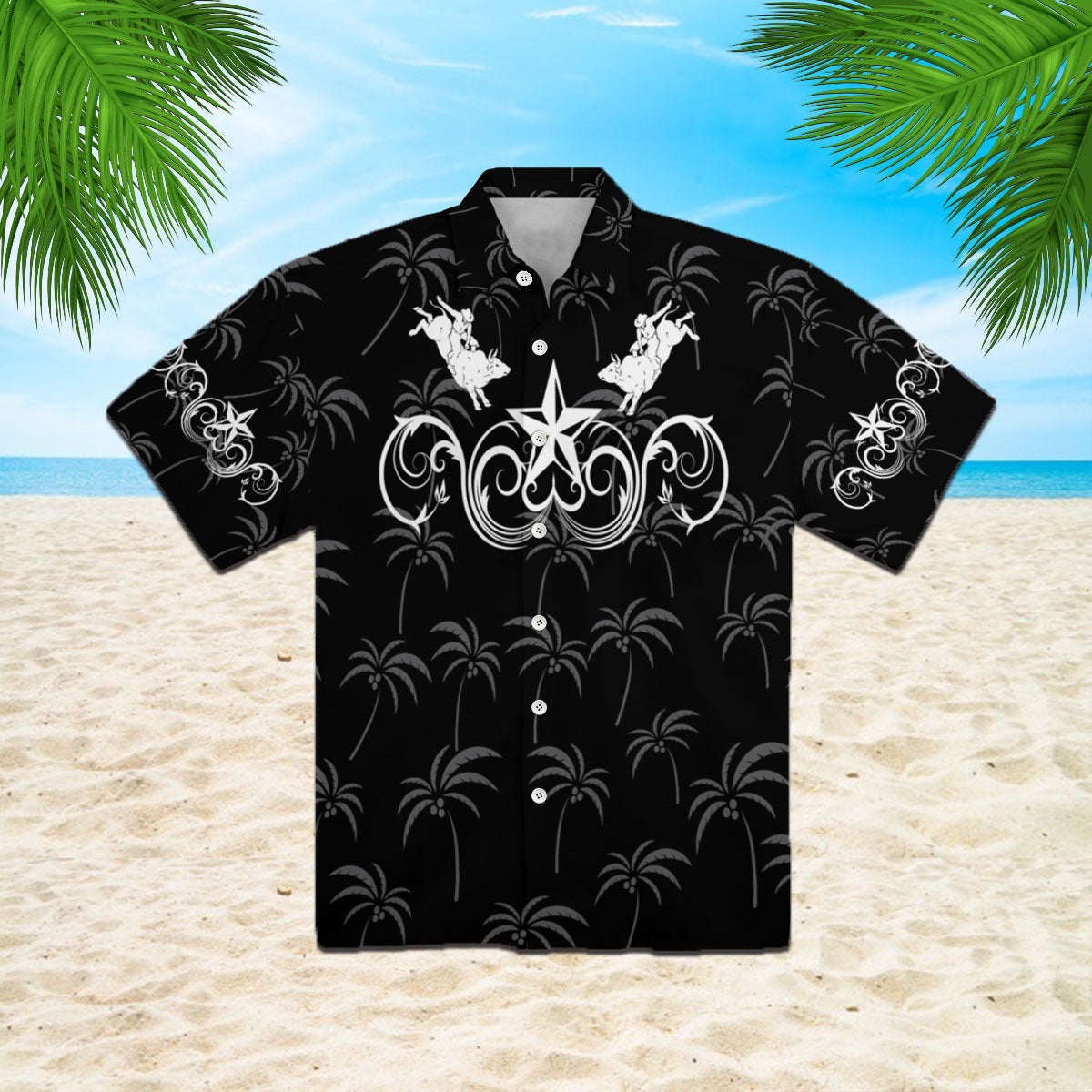 Bull Riding Black Star Western Hawaii Shirt For Men Women Ha75155