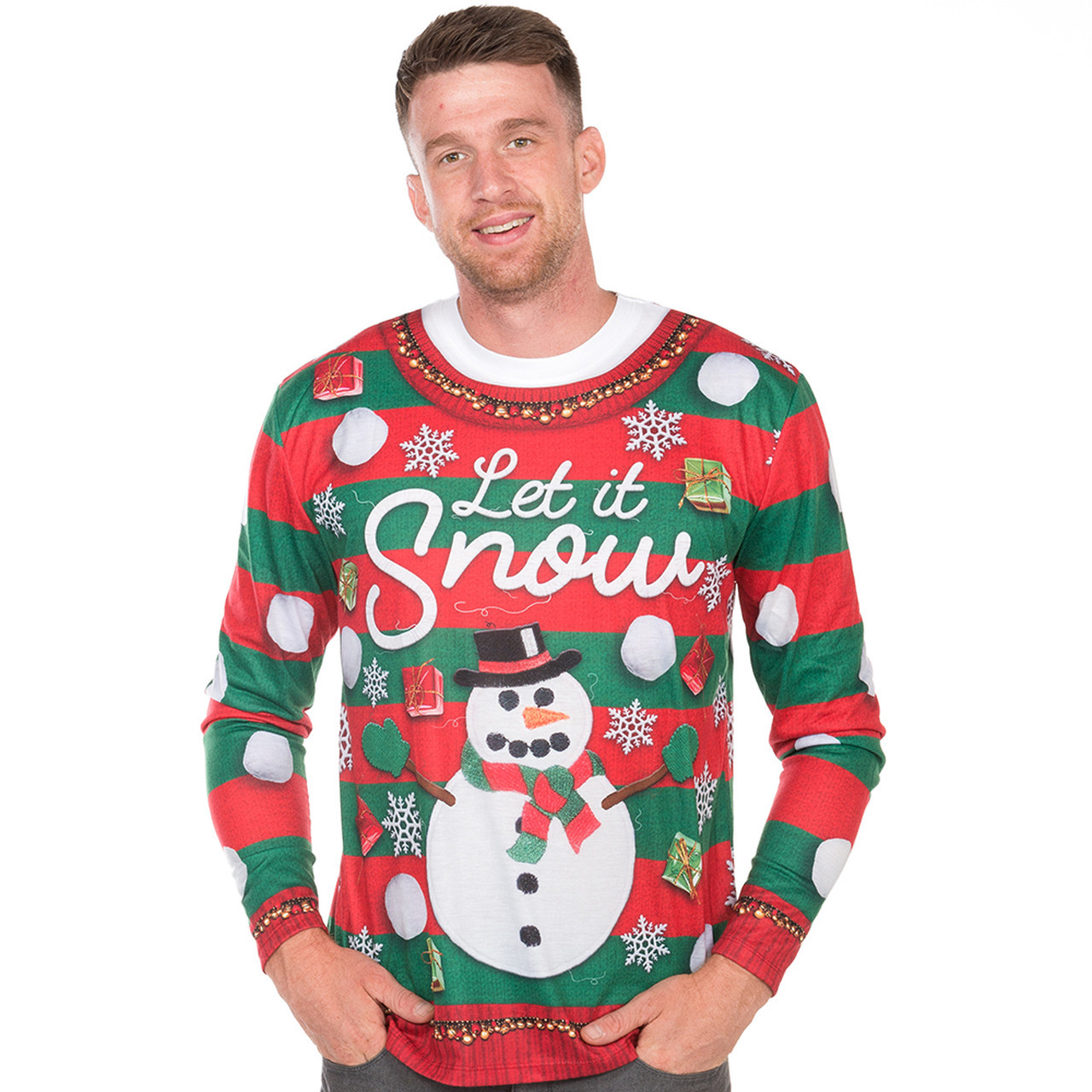 Ugly Christmas Sweater 2021, Let It Snow Sweatshirt For Women Men Couple Family Funny Cute Plus Size