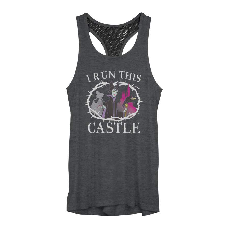 Sleeping Beauty Junior’s Maleficent Castle  Mesh Racerback Tank