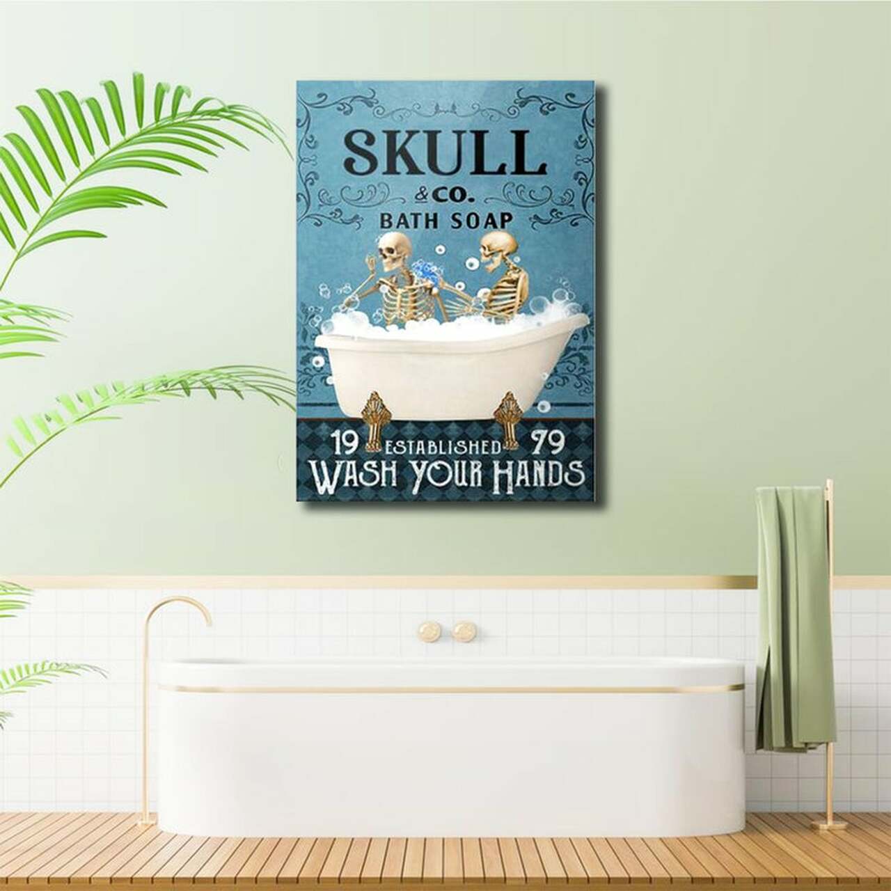 Skull Couple Bath Soap Canvas And Poster, Wall Decor, Canvas Instructure