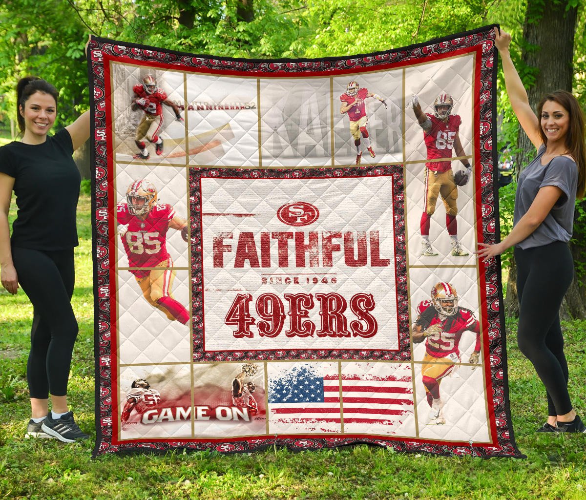 San Francisco Players 49Ers Premium Quilt Blanket American Football Car Accessories Custom For Fans