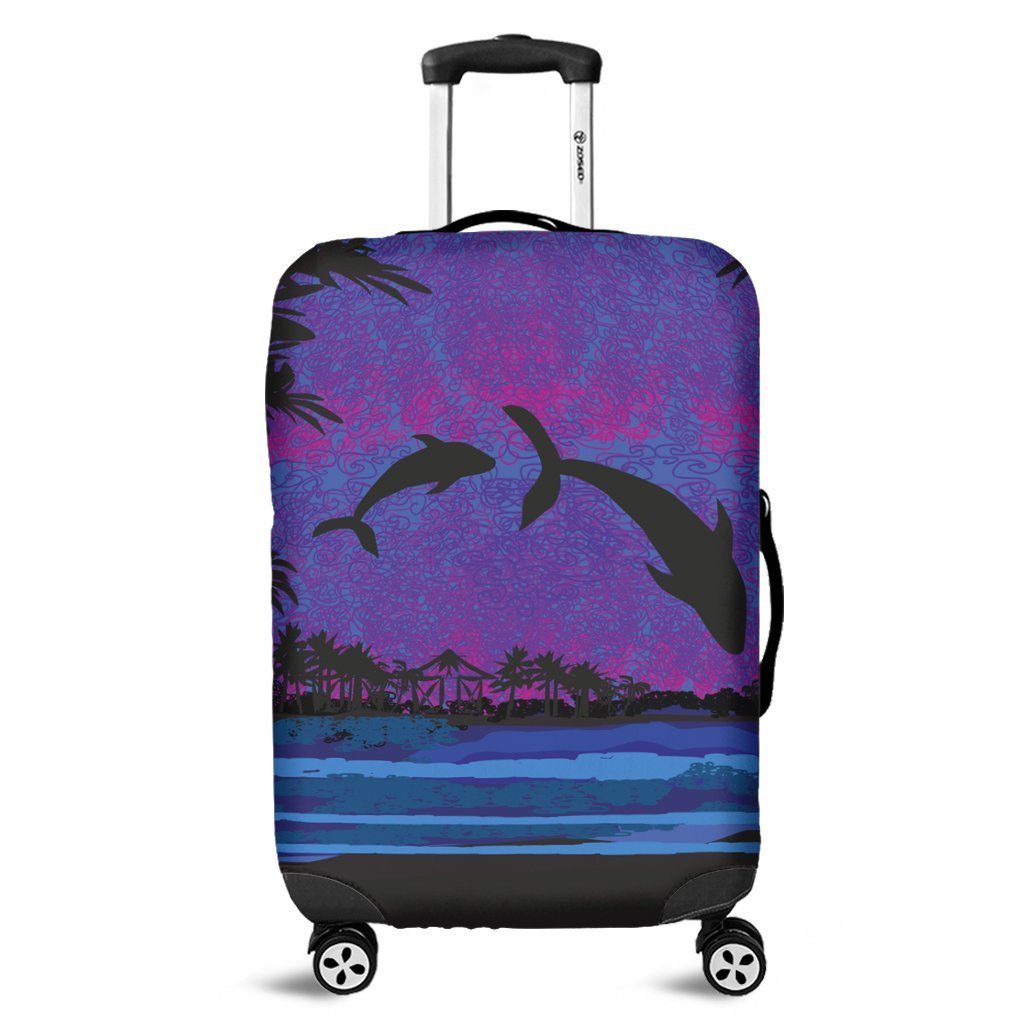 Hawaiian Dolphin In Night Polynesian Luggage Covers