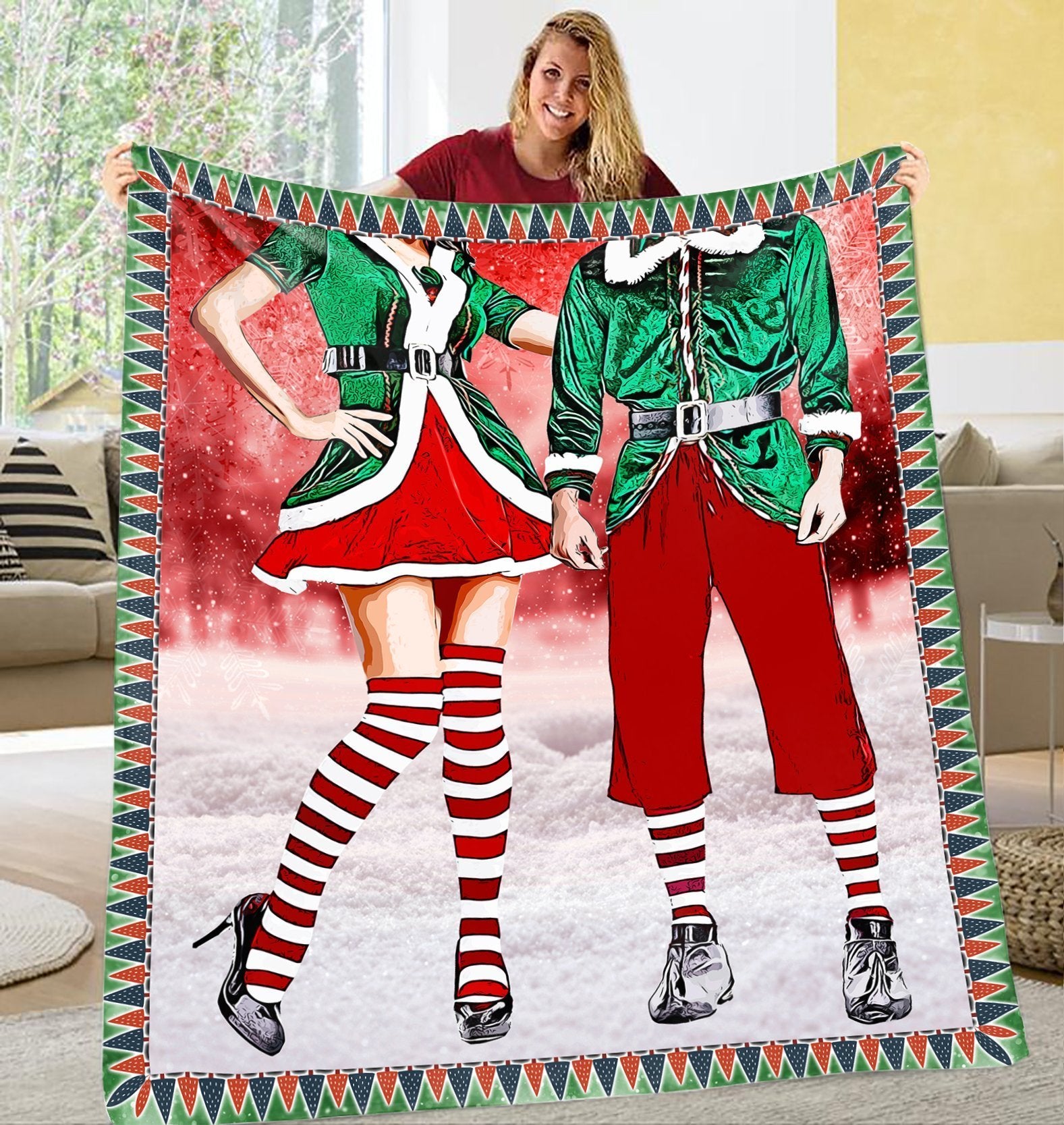 Couple Elf Christmas Blanket – Gift For Christmas, Birthday