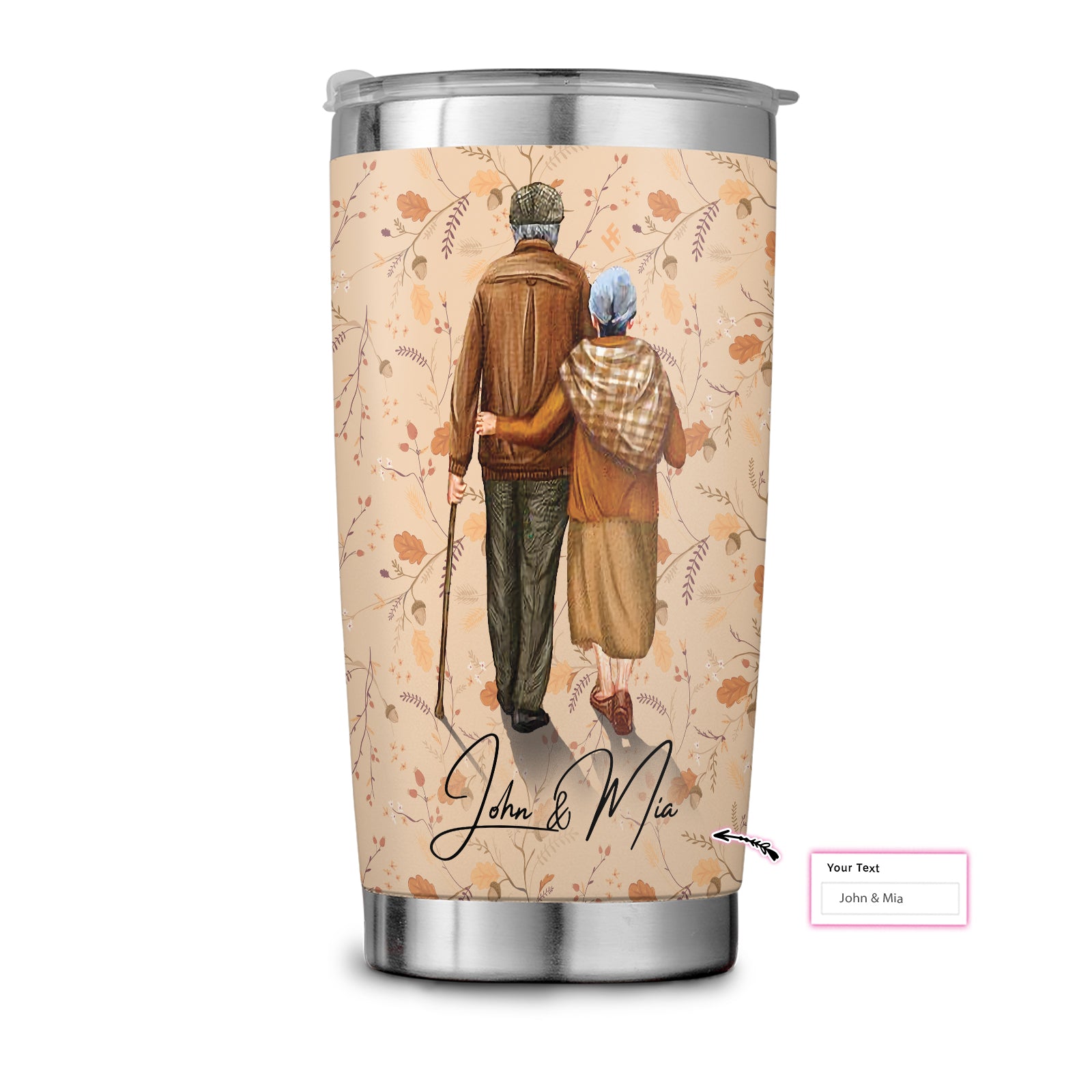 Family Old Couple Painting Vintage Custom Stainless Steel Tumbler