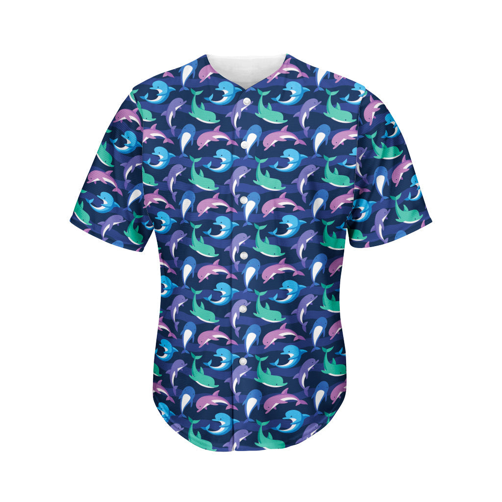 Colorful Dolphin Pattern Print Men’S Baseball Jersey 3D Print