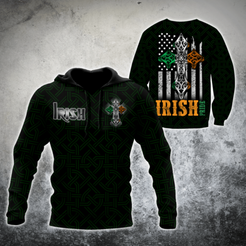 St. Patrick Cross Irish Pride 3D Hoodie Saint Patrick’S Day Gift Idea Hn