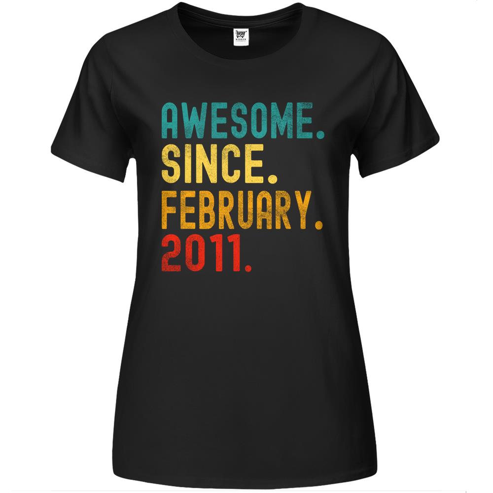 Awesome Since February 2011 11Th Birthday 11 Years Old Premium Womens T Shirts