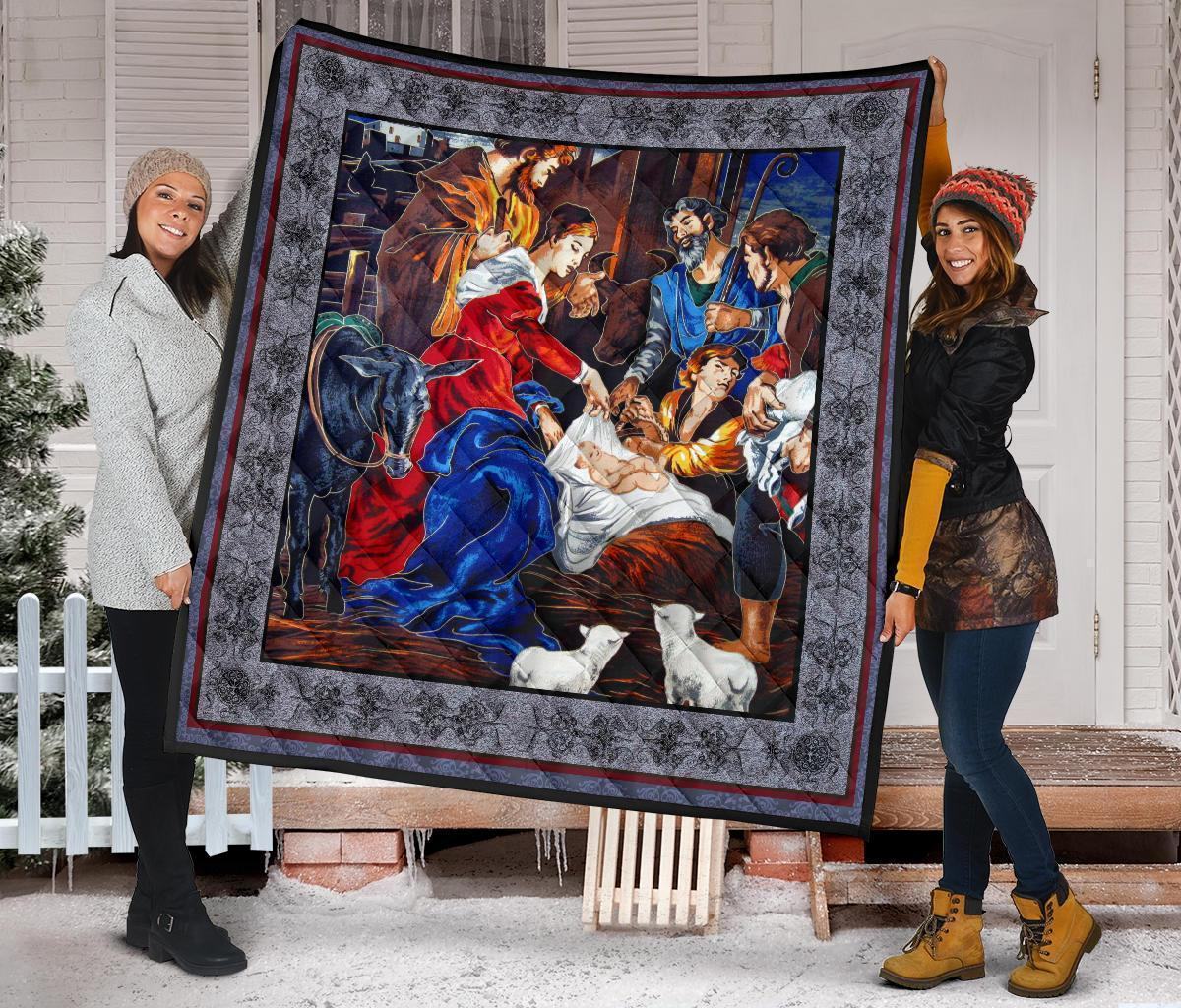 Nativity Christmas Scene Quilt Blanket Xmas Gift Idea