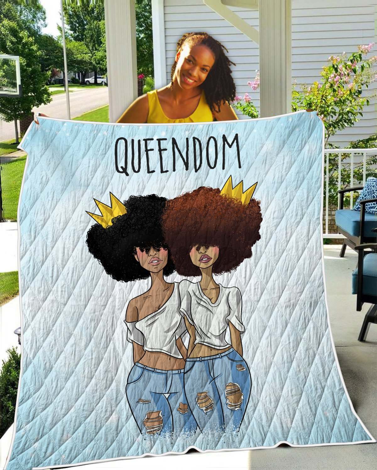 Black Queen Art Quilt Blanket – Friends Natural Hair Queendom Quilt Blanket