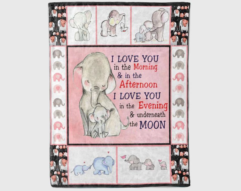 To My Mom, Elephant Baby Bedding, Elephant Mom Blanket,Daughter Fleece Blanket, Gift For Mom Family Home Decor Bedding Couch Sofa Soft And Comfy Cozy