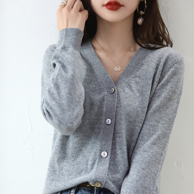 Women’s V-Neck Sweater Knitted Cardigan Fashionable, Versatile, Thin, Loose Coat, Spring And Autumn Long Sleeved, Short Knitwear alx