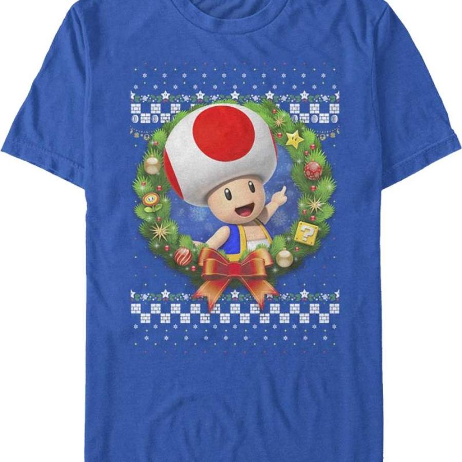 Toad Christmas Wreath Super Mario Bros. T-Shirt