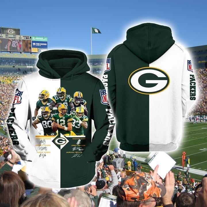 Green Bay Packers Signed Fan 3D T Shirt Hoodie Sweater