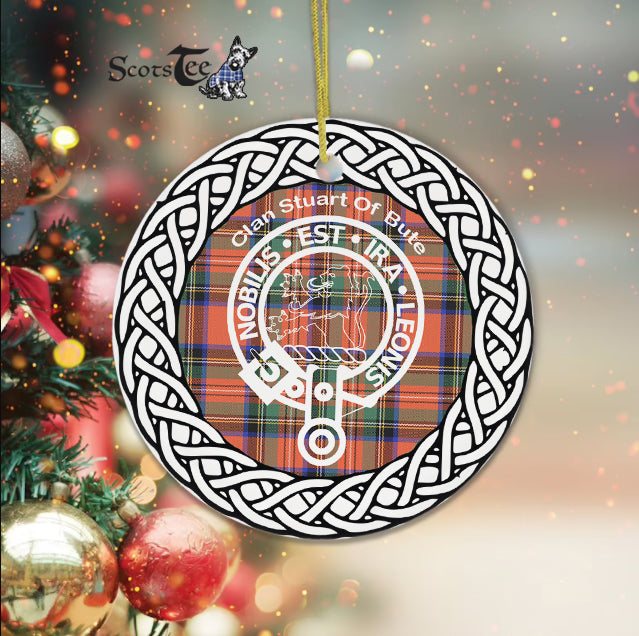 Stuart Of Bute Clan Tartan Crest Badge Plaid Ornament Gift. Christmas Tree Ornament Tartan Ornament Great Christmas Ornaments Gift