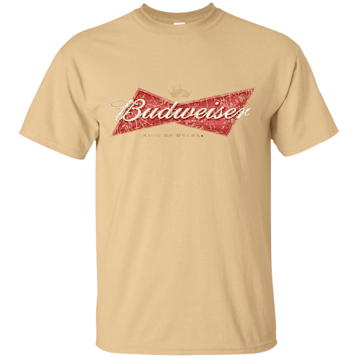 Budweiser Beer T-Shirt Color Custom Designed Worn Pattern Label