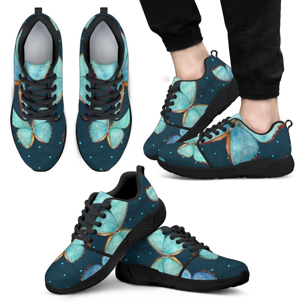 Watercolor Blue Butterfly Pattern Print Men’S Athletic Shoes