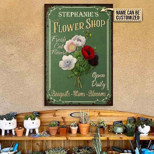 Flowers Shop Fresh Cut Flowers Open Daily Bouquets Stems Blooms Home Living Room Wall Decor Vertical Poster Canvas Y97