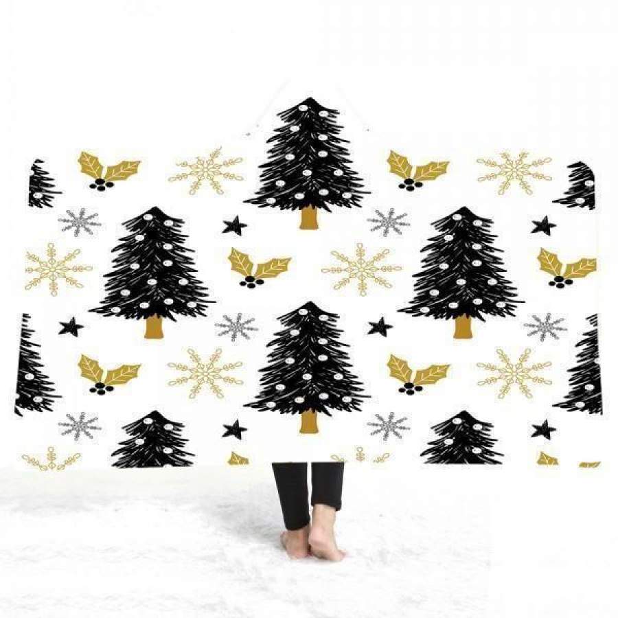 X-Mas Trees X Snowflakes Hooded Blanket Christmas Decoration Ideas Christmas Gift Ideas