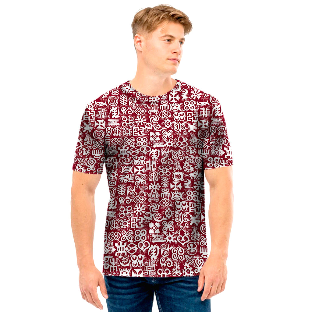 Red African Adinkra Tribe Symbols Men’S T-Shirt